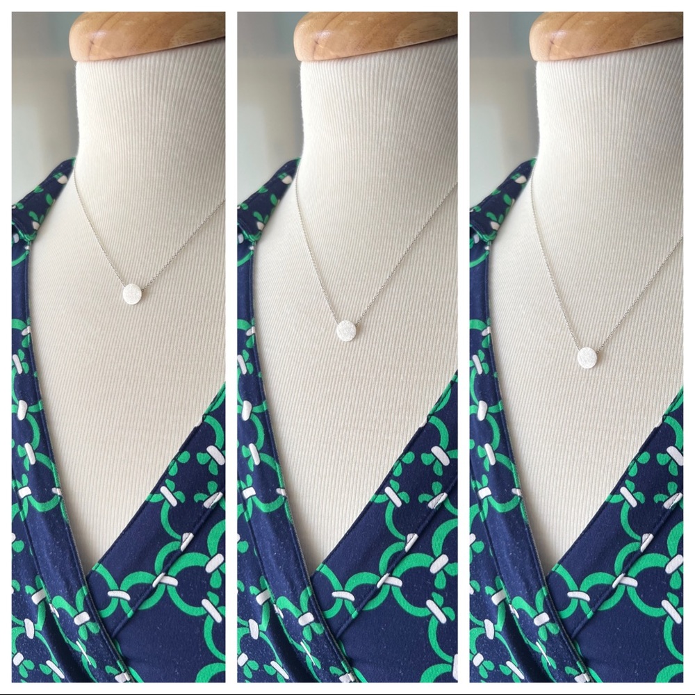 Adjustable Silver Necklace and Earrings, Distressed/Scratched, 17 - 19 inches